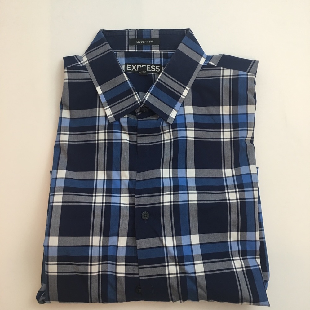EUC Express Blue Plaid Shirt Size: XL